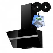 Hota de perete Kompatic by Turbionaire Avery 60 KAVRW60B, Motor Brushless 450 mc/h, Clasa A+++, Panou frontal sticla, Aspiratie perimetrala, Filtre carbon incluse, Touch, Reminder curatare filtre, Iluminare LED, 3 viteze + Boost, Timer, Negru