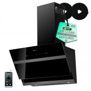 Hota de perete Kompatic by Turbionaire Eloise 60 KELSW60B, Motor 800 mc/h, WIFI, Clasa A+++, Control prin Gesturi si Touch, Functie curatare aer, Reminder curatare filtre, Dubla aspiratie, Filtre carbon incluse, Iluminare LED, 3 viteze+Boost/SuperBoo