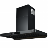Hota de perete Kompatic by Turbionaire KTE90WPB, Motor 800 mc/h, Clasa A++, Functionare automata, Senzor monitorizare temperatura, Functie curatare aer, Iluminare LED, 3 viteze, Boost si Super Boost, 90 cm, Negru