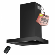 Hota de perete Kompatic by Turbionaire, Yara 60 KPYR60WB Motor 800mc/h, Clasa A++, Control prin Gesturi si Touch, Sistem anti-condens No Drip, Telecomanda, Functie curatare aer, Iluminare LED ajustabila, Aspiratie perimetrala, 60 cm, Negru mat