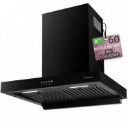 Hota de perete Turbionaire Chef 60 Wall Pro Black THC60WPB, Motor brushless 800 mc/h, Clasa A++, Colector de grasimi,  Filtre Baffle Avansate, Control electronic, Iluminare LED, 3 viteze + Boost, Negru