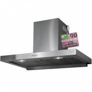 Hota de perete Turbionaire Chef 90 Wall Pro, Motor brushless 800 mc/h, Clasa A++, Filtre Baffle, Colector de grasimi, Control electronic, Iluminare LED 4000K, 3 viteze + Boost