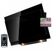 Hota de perete Turbionaire IVY 85 Wall Black TVY85WB, Motor 800 mc/h, Conexiune WIFI, Clasa A++, Functie curatare aer, Reminder curatare/schimbare filtru, Iluminare LED, 3 viteze, Boost si Super Boost, 85 cm, Negru