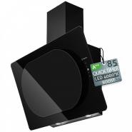 Hota de perete Turbionaire Lisa 85 Wall Black, Motor brushless 800 mc/h, Clasa A++, L= 85 cm, Quick Timer, Display digital, Control tactil, Iluminare LED 4000K, Aspiratie circulara, 3 viteze + Boost, Filtru Aluminiu in 5 straturi