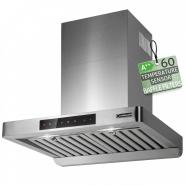 Hota de perete Turbionaire Tech 60 Pro TTE60WPS, Motor 800 mc/h, Clasa A++, Functionare automata, Senzor monitorizare temperatura, Functie curatare aer, Iluminare LED, 3 viteze, Boost si Super boost, 60 cm, Inox
