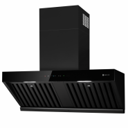 Hota Kompatic by Turbionaire, Kori 90 KPKR90WB, Perete, Motor 800mc/h, Clasa A+++, Control prin Gesturi, Touch, Telecomanda, Auto Heat Detection Mode, Reminder curatare filtre, Colector grasimi, Boost/Super Boost, Filtre Baffle Avansate, Negru, 90 cm