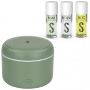 Pachet Turbionaire Green Relax, Difuzor de aroma Puck Sage, 3 Uleiuri esentiale Stadler Form Relax, Revive, Refresh