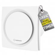 Ventilator de baie Turbionaire RING 100 TW, Alb, Timer, Clapeta antiretur, Diametru racord 100mm, Silentios,  Protectie IPX4, Dubla aspiratie frontala si perimetrala